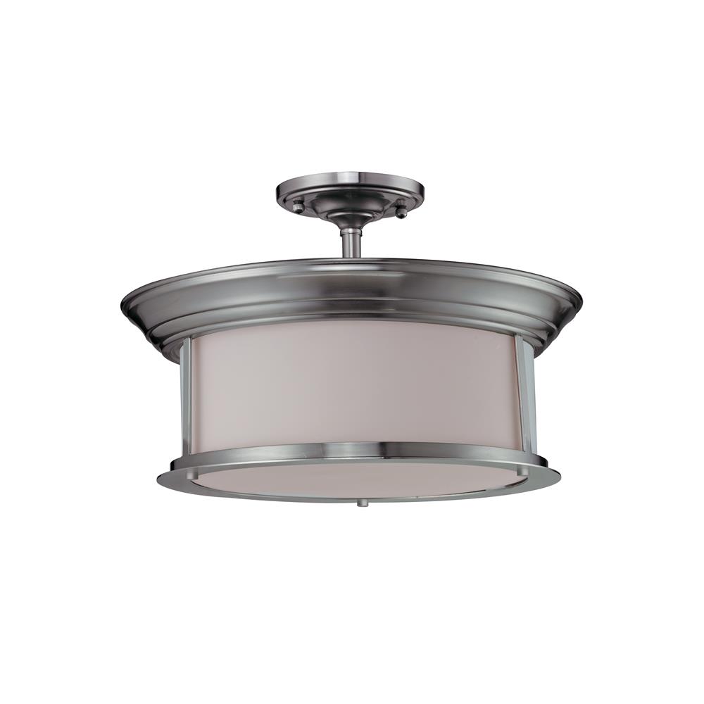 Z-Lite 2002SF-BN 3 Light Semi-Flush Mount in Brushed Nickel with a Matte Opal Shade
